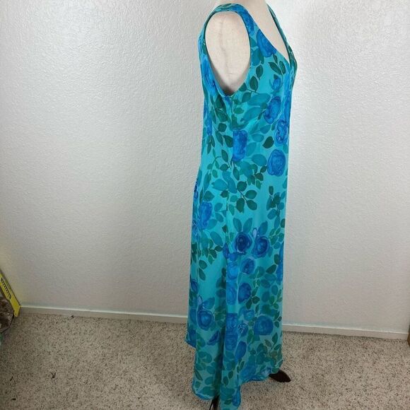 Y2K Vintage Rabbit Granny floral asymmetrical V-neck chiffon dress women’s 16* - Picture 4 of 11